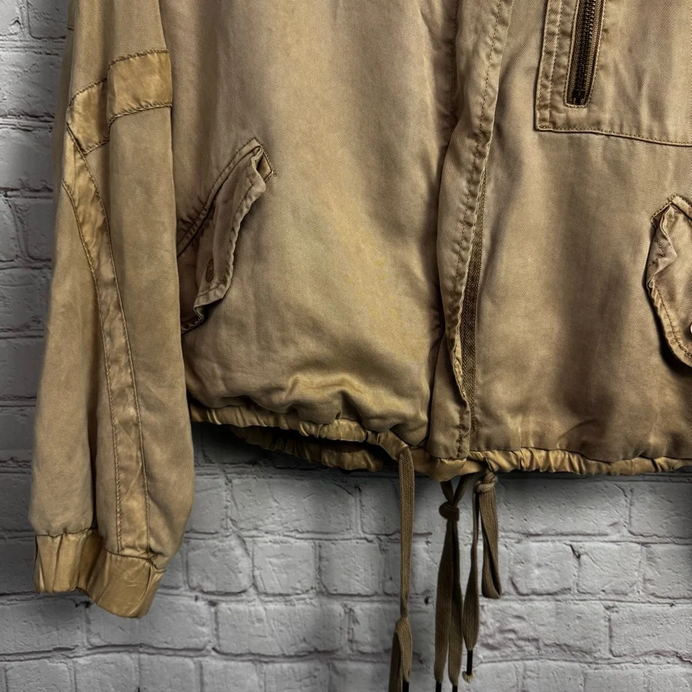 Young Fabulous & Broke YFB Clara Boho Olive Tencel utility retro jacket size SM